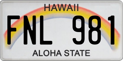 HI license plate FNL981