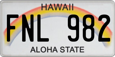 HI license plate FNL982