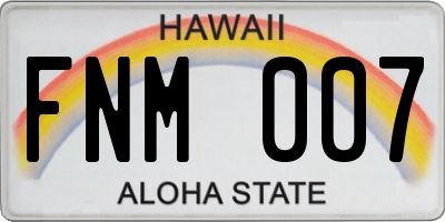 HI license plate FNM007