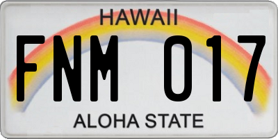 HI license plate FNM017