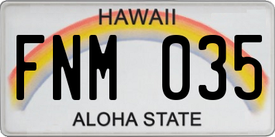 HI license plate FNM035