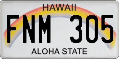 HI license plate FNM305