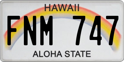 HI license plate FNM747