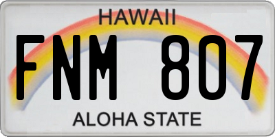 HI license plate FNM807