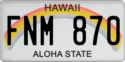 HI license plate FNM870