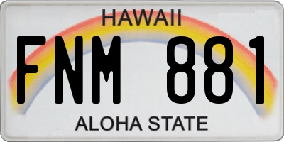HI license plate FNM881