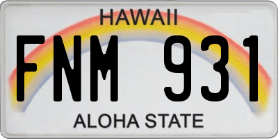 HI license plate FNM931