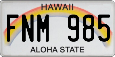 HI license plate FNM985