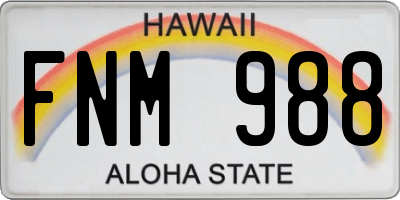 HI license plate FNM988