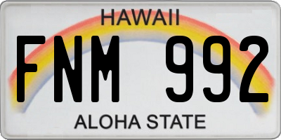 HI license plate FNM992