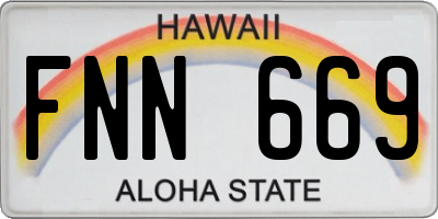 HI license plate FNN669