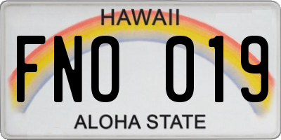 HI license plate FNO019