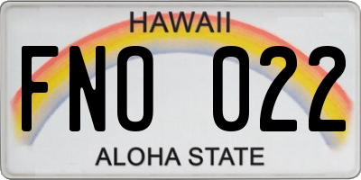 HI license plate FNO022