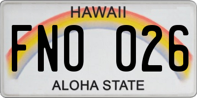 HI license plate FNO026
