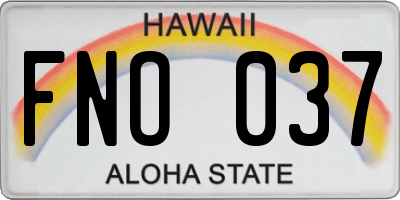HI license plate FNO037