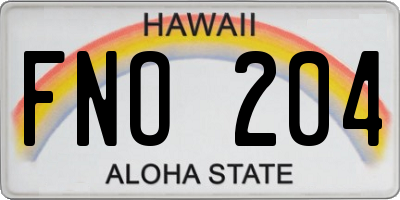 HI license plate FNO204