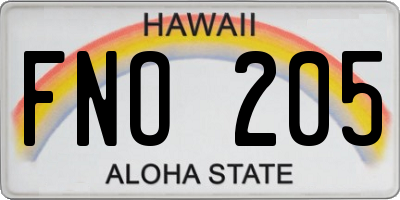 HI license plate FNO205