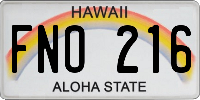HI license plate FNO216