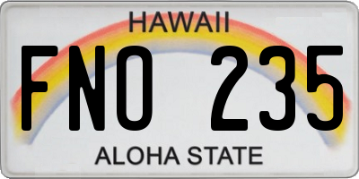 HI license plate FNO235