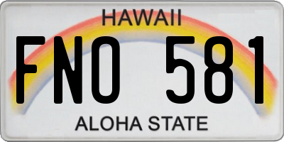 HI license plate FNO581