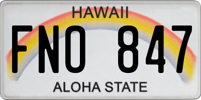 HI license plate FNO847