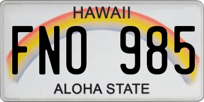 HI license plate FNO985