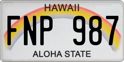 HI license plate FNP987