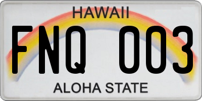 HI license plate FNQ003
