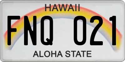 HI license plate FNQ021