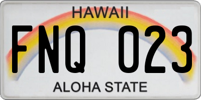 HI license plate FNQ023