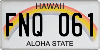 HI license plate FNQ061