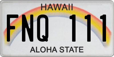 HI license plate FNQ111