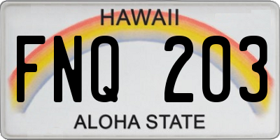 HI license plate FNQ203