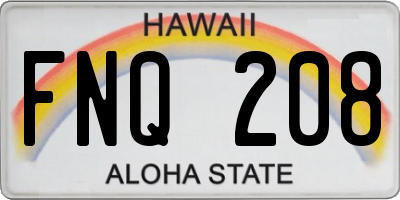HI license plate FNQ208