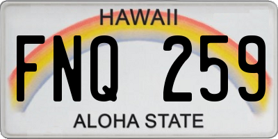 HI license plate FNQ259