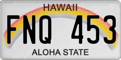 HI license plate FNQ453