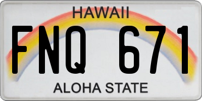 HI license plate FNQ671