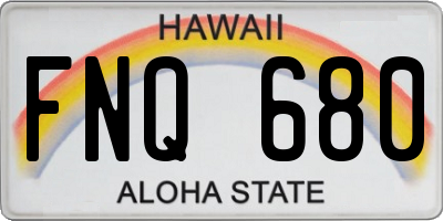 HI license plate FNQ680