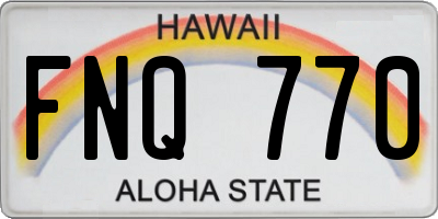 HI license plate FNQ770