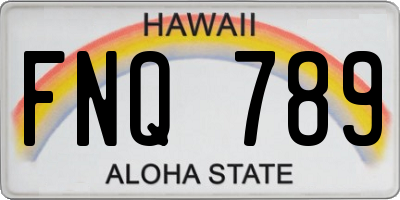 HI license plate FNQ789