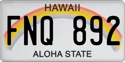 HI license plate FNQ892