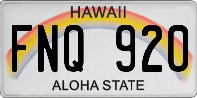 HI license plate FNQ920