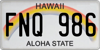 HI license plate FNQ986