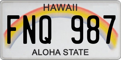 HI license plate FNQ987