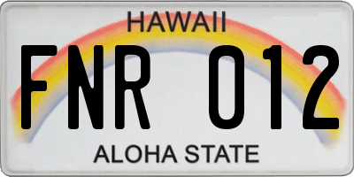 HI license plate FNR012