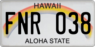 HI license plate FNR038