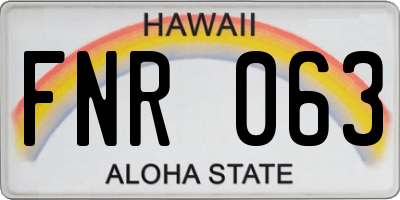 HI license plate FNR063