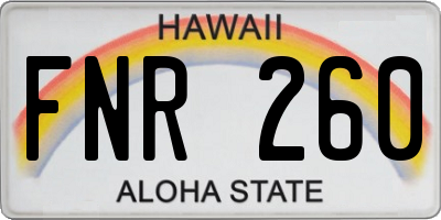 HI license plate FNR260