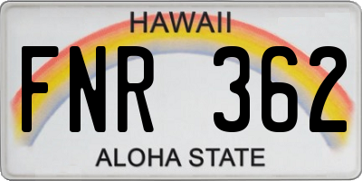 HI license plate FNR362