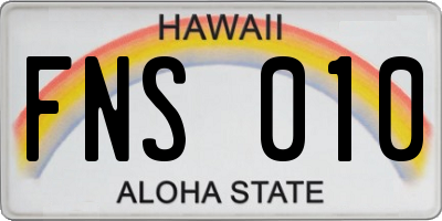 HI license plate FNS010
